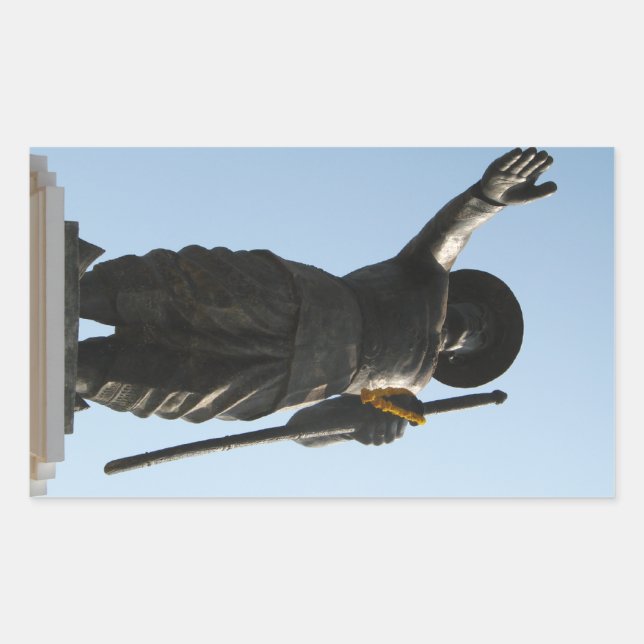 Pegatina Rectangular El Gran Rey Anouvong... Vientiane, Laos (Anverso)