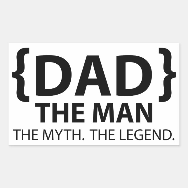 Pegatina Rectangular El hombre el mito de la leyenda papá (Anverso)
