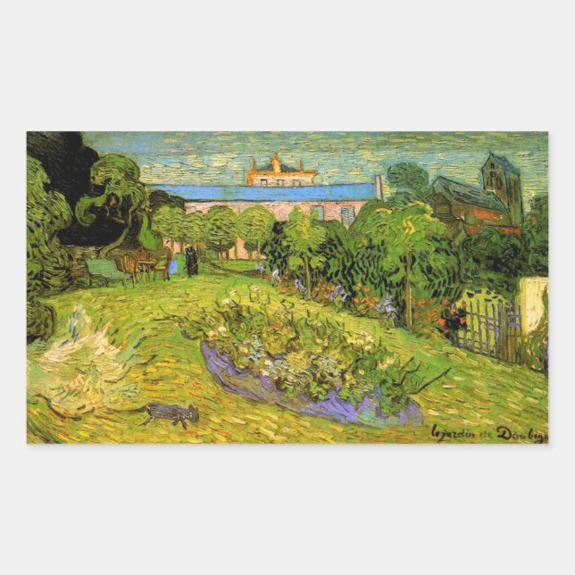 Pegatina Rectangular El jardín de Daubigny de Vincent van Gogh, Le Jard (Anverso)
