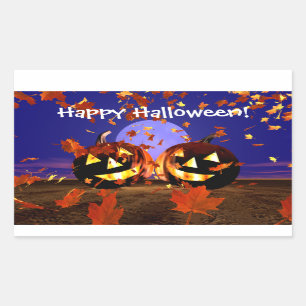 Pegatina Rectangular El jugar de las calabazas de Halloween