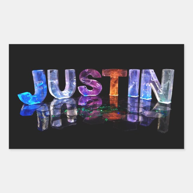 Pegatina Rectangular El Justin conocido en 3D se enciende (la (Anverso)