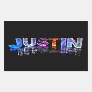 Pegatina Rectangular El Justin conocido en 3D se enciende (la