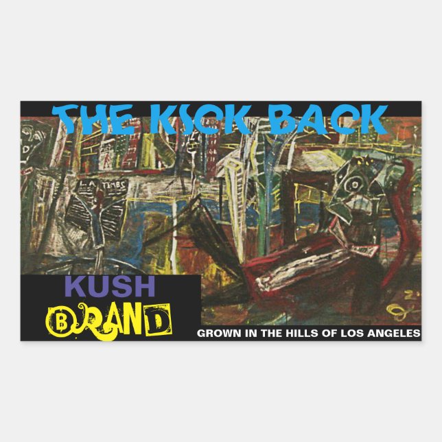 PEGATINA RECTANGULAR EL KICKBACK KUSH (Anverso)