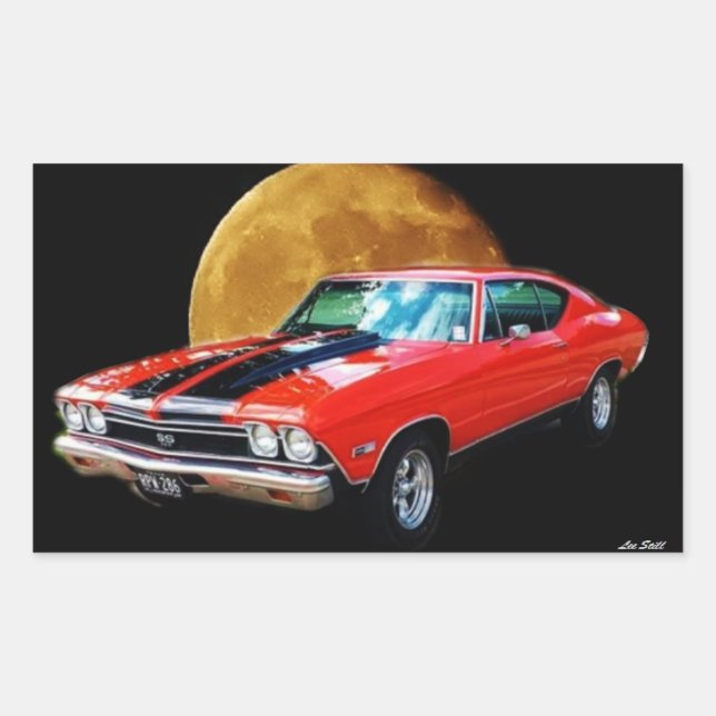 Pegatina Rectangular El latido de América ayer Chevrolet (Anverso)