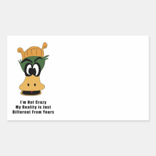 Pegatina Rectangular El loco Personalizado Verde Duck Diferente Realida