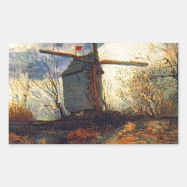 Pegatina Rectangular El Molino de la Galette Van Gogh (Anverso)