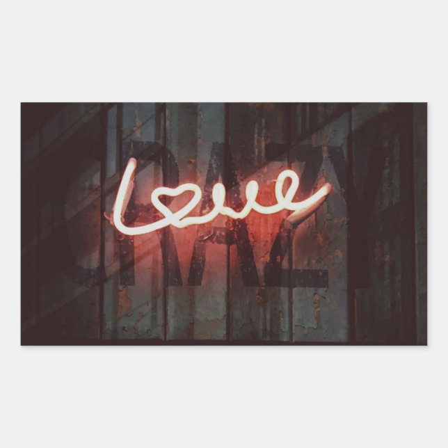 Pegatina Rectangular El neón del amor loco, la señal (Anverso)