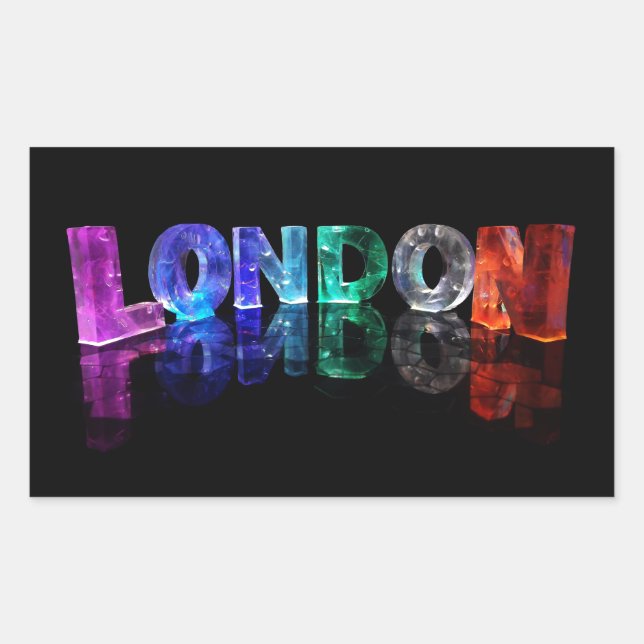 Pegatina Rectangular El nombre de Londres en luces 3D (Fotografía) (Anverso)