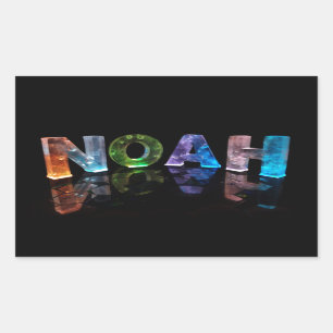 Pegatina Rectangular El nombre de Noah en las luces 3D (Fotografía)
