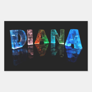 Pegatina Rectangular El nombre Diana en luces 3D (Fotografía)