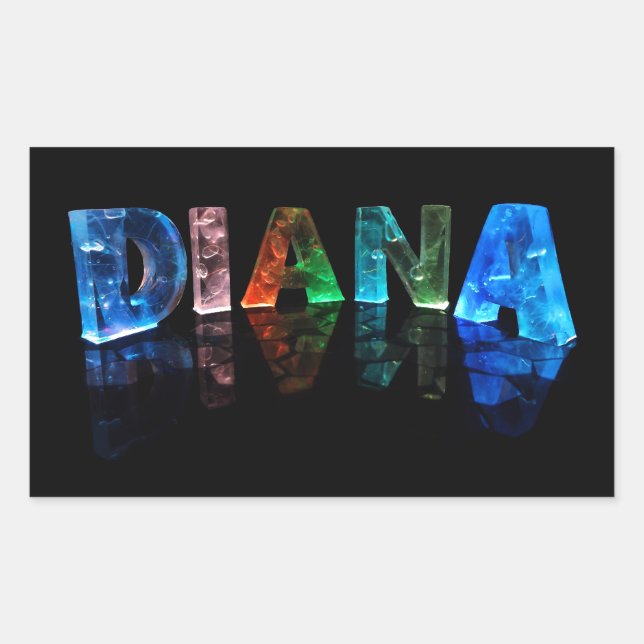 Pegatina Rectangular El nombre Diana en luces 3D (Fotografía) (Anverso)