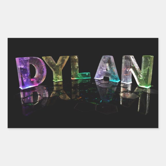 Pegatina Rectangular El nombre Dylan en las luces 3D (Fotografía) (Anverso)