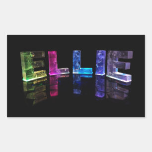 Pegatina Rectangular El nombre Ellie en luces 3D (Fotografía)