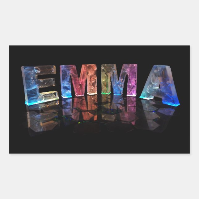 Pegatina Rectangular El nombre Emma en luces 3D (fotografía) (Anverso)