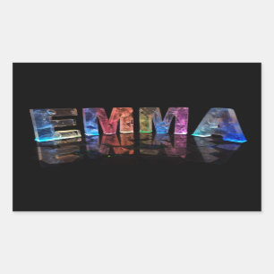 Pegatina Rectangular El nombre Emma en luces 3D (fotografía)