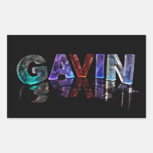 Pegatina Rectangular El nombre Gavin en luces 3D (Fotografía)