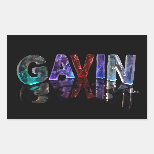 Pegatina Rectangular El nombre Gavin en luces 3D (Fotografía) (Anverso)
