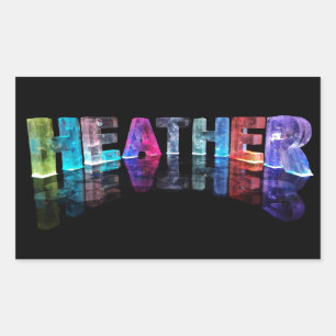 Pegatina Rectangular El nombre Heather en las luces 3D (Fotografía)