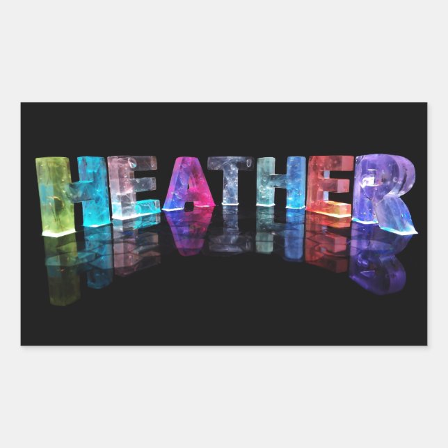 Pegatina Rectangular El nombre Heather en las luces 3D (Fotografía) (Anverso)