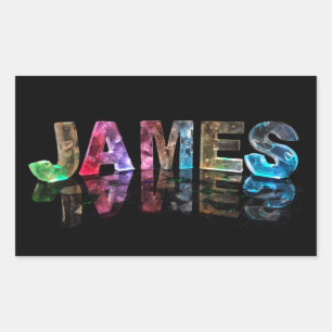 Pegatina Rectangular El nombre James en luces 3D (Fotografía)