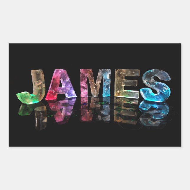 Pegatina Rectangular El nombre James en luces 3D (Fotografía) (Anverso)