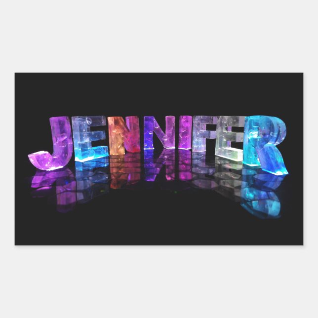 Pegatina Rectangular El nombre Jennifer en luces 3D (Fotografía) (Anverso)