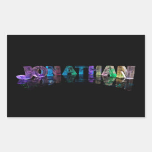 Pegatina Rectangular El nombre Jonathan en luces 3D (Fotografía)