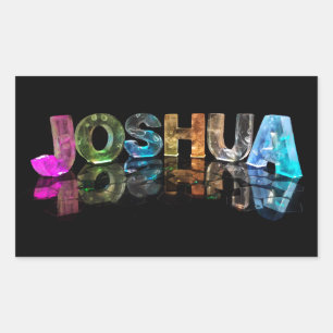Pegatina Rectangular El nombre Joshua en luces 3D (Fotografía)