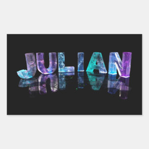 Pegatina Rectangular El nombre Julián en luces 3D (Fotografía)