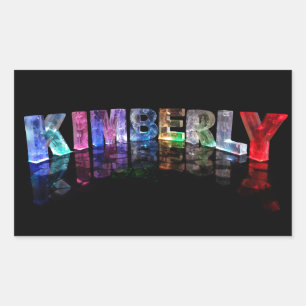 Pegatina Rectangular El nombre Kimberly en luces 3D (fotografía)