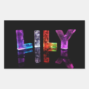 Pegatina Rectangular El nombre Lily en luces 3D (fotografía)