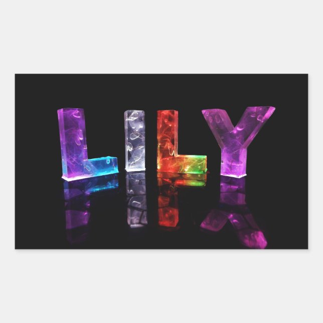 Pegatina Rectangular El nombre Lily en luces 3D (fotografía) (Anverso)