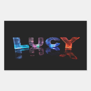 Pegatina Rectangular El nombre Lucy en luces 3D (fotografía)