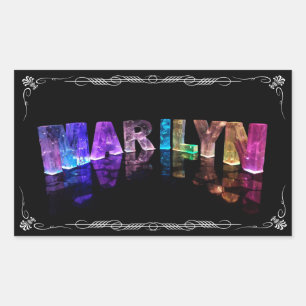 Pegatina Rectangular El nombre Marilyn en luces 3D (Fotografía)