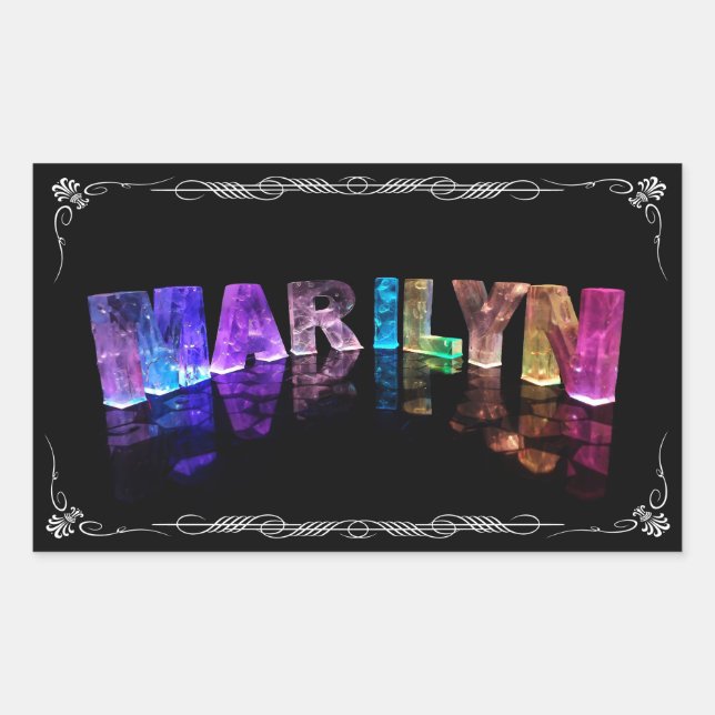 Pegatina Rectangular El nombre Marilyn en luces 3D (Fotografía) (Anverso)