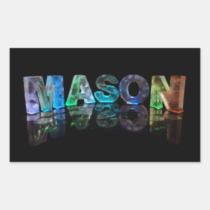 Pegatina Rectangular El nombre Mason en luces 3D (fotografía)