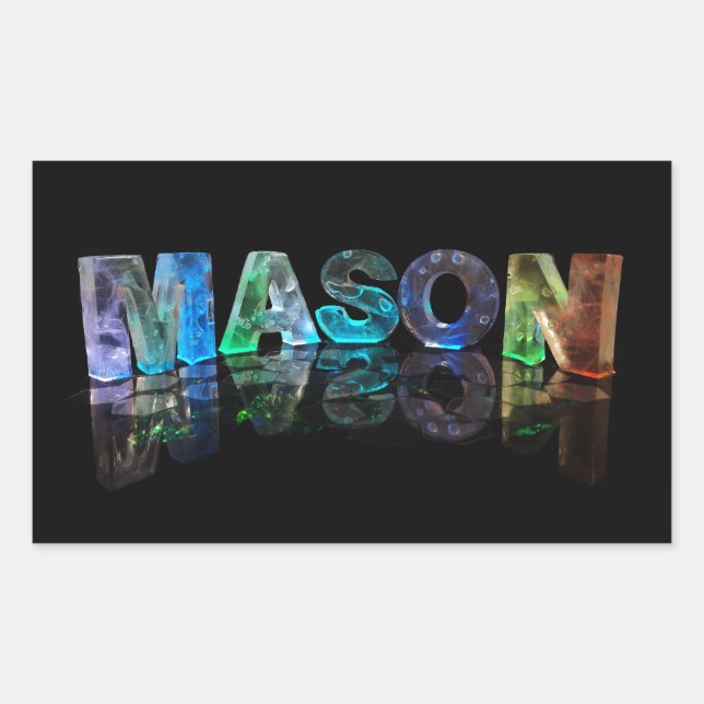 Pegatina Rectangular El nombre Mason en luces 3D (fotografía) (Anverso)