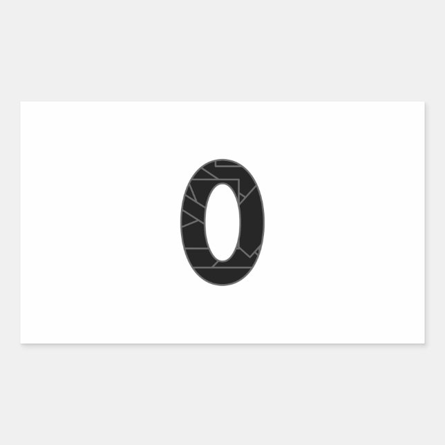 Pegatina Rectangular El número cero (0) en negro (Anverso)