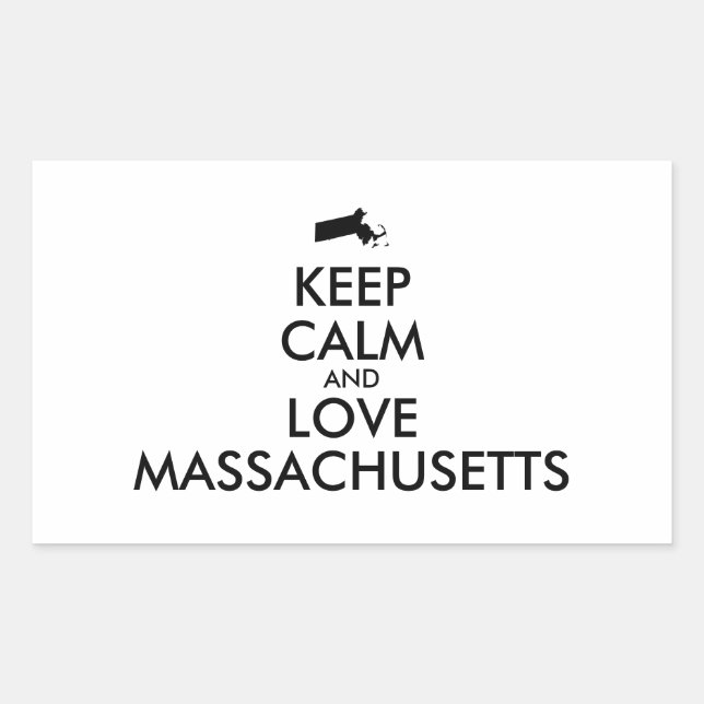Pegatina Rectangular El personalizable GUARDA CALMA y AMA MASSACHUSETTS (Anverso)