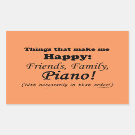 Pegatina Rectangular El piano me hace feliz