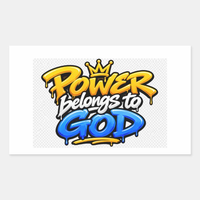 Pegatina Rectangular El poder pertenece a Dios (Anverso)