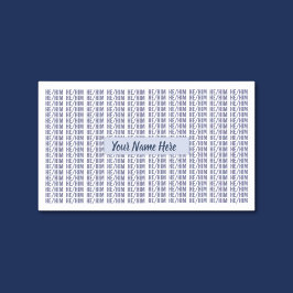 Pegatina Rectangular Él pronuncia género en repetición azul