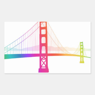 Pegatina Rectangular El puente Golden Gate   Estilo Arcoiris