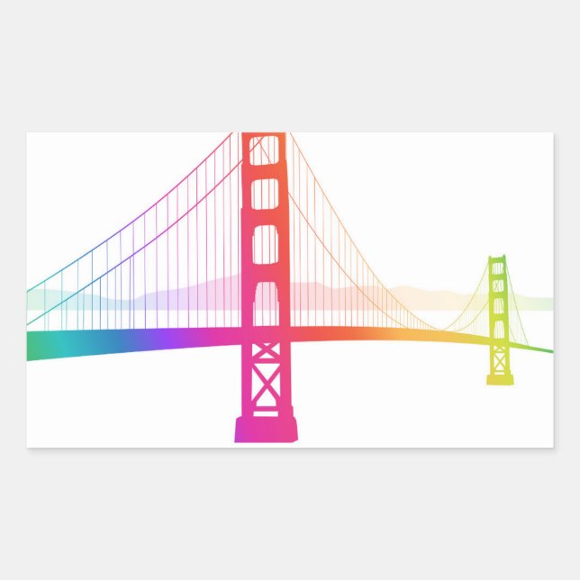 Pegatina Rectangular El puente Golden Gate | Estilo Arcoiris (Anverso)