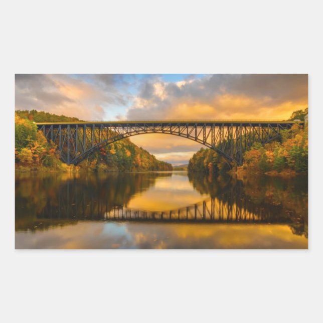 Pegatina Rectangular El puente rey francés en otoño (Anverso)