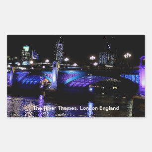 Pegatina Rectangular El río Támesis de noche en Londres, Inglaterra