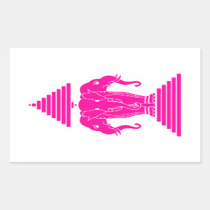 Pegatina Rectangular El rosa tres de Erawan dirigió Lao del elefante/l