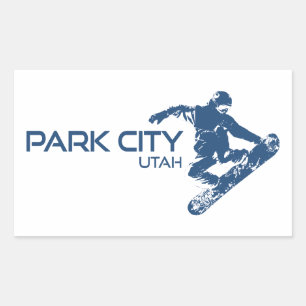 Pegatina Rectangular El Snowboarder de Park City Utah