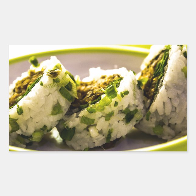 Pegatina Rectangular El sushi come comida japonesa asiática deliciosa a (Anverso)