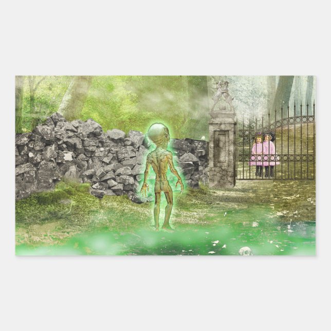 Pegatina Rectangular El visitante silencioso (Anverso)